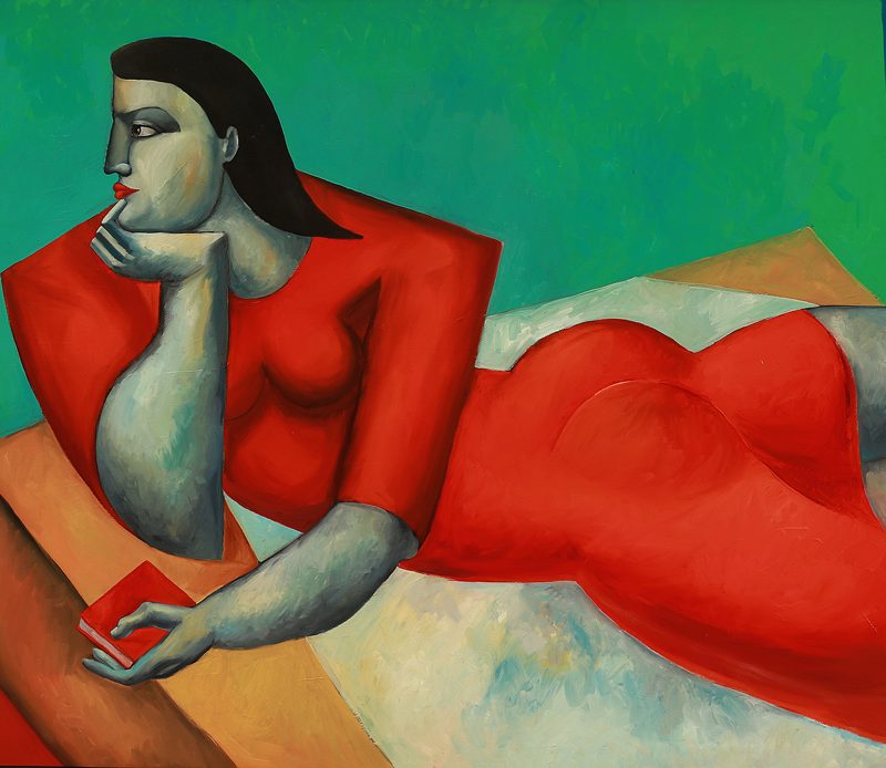 Reclining Woman in Red by Yuroz