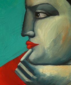 Reclining Woman in Red by Yuroz detail