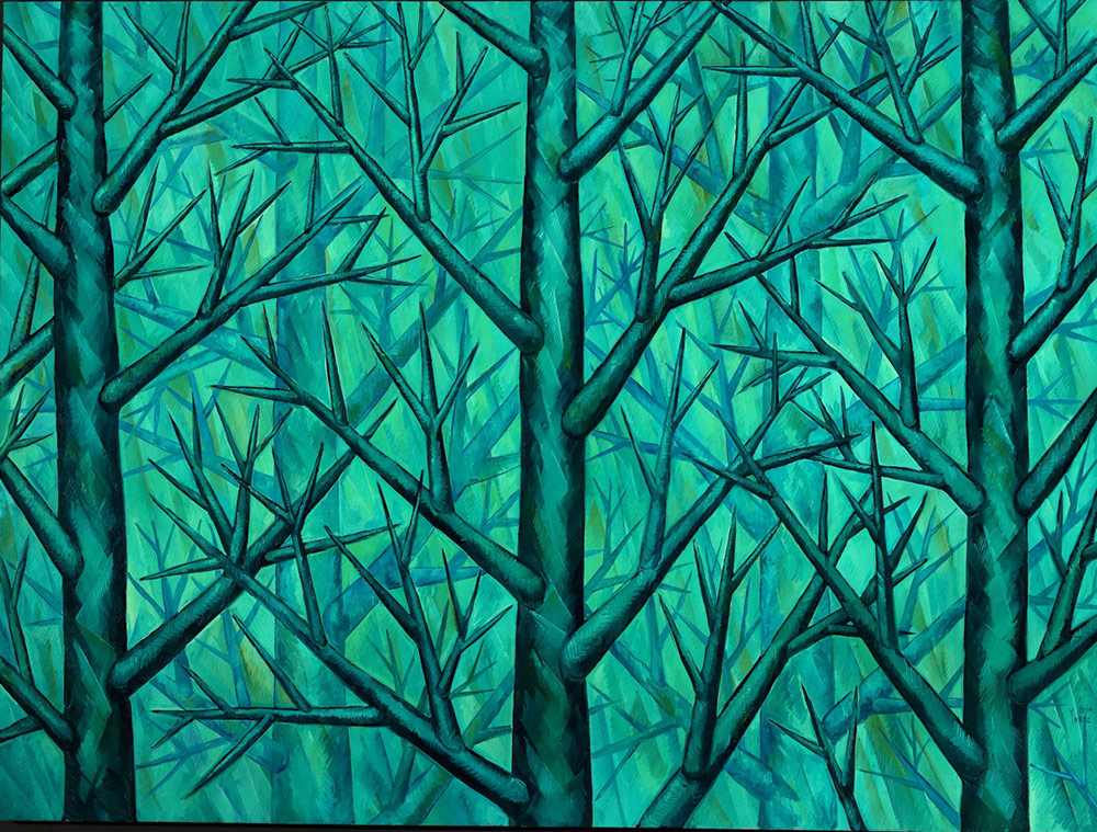 Harmony in Green by Yuroz oil on canvas 80" x 100"