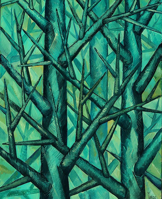 Trees in Green (study) original oil on canvas by Yuroz