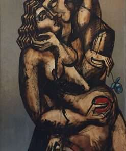 ﻿Impassionate Caress,﻿ Mixed medium on canvas with silver leaf, 50