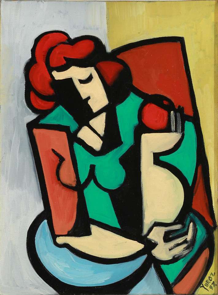 Woman in Red Hair II Oil on Canvas by Yuroz