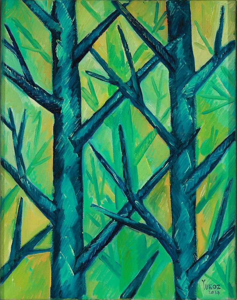 Meditation Series: Trees in Green  (Study: Comp 01) Oil on Canvas by Yuroz